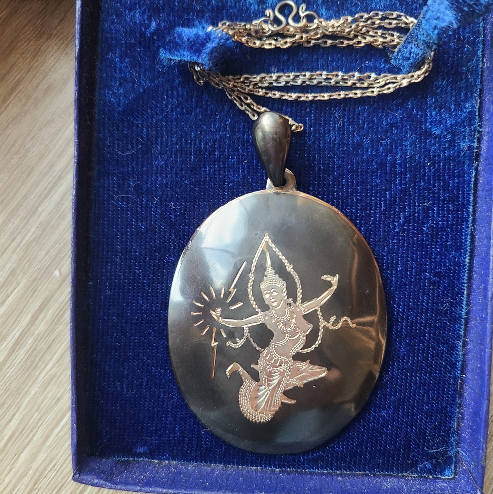 Nielloware Sterling Necklace with large charm
